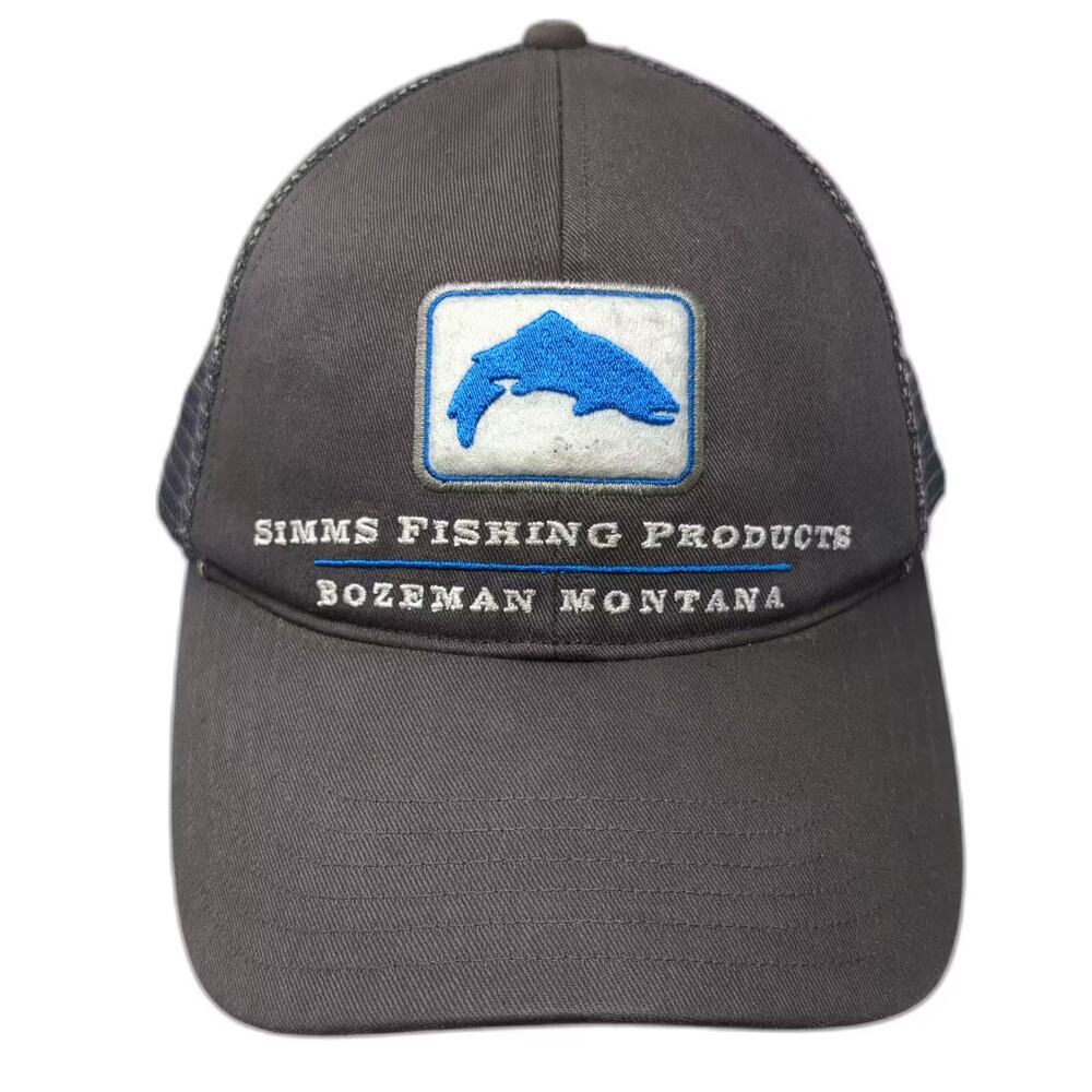 Simms Fishing Products Trucker Hat Gray One Size Bozeman Montana Patch Mesh OS